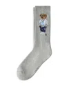 Polo Ralph Lauren Mens Grey H Polo Bear-intarsia Stretch Cotton-blend Socks In Swtgh