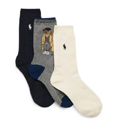 Polo Ralph Lauren Polo Bear And Polo Pony Socks In Neutral