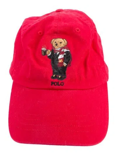 Pre-owned Polo Ralph Lauren Polo Bear Baseball Cap In Red