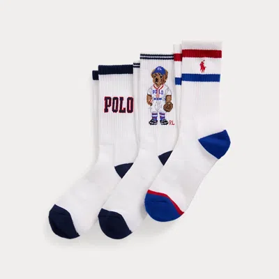 Polo Ralph Lauren Kids' Polo Bear Baseball-logo Crew Sock 3-pack In Multi