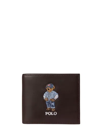Polo Ralph Lauren Polo Bear Bifold Wallet In Brown
