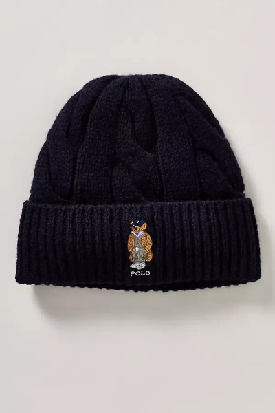 Polo Ralph Lauren Polo Bear Cable Knit Beanie In Blue