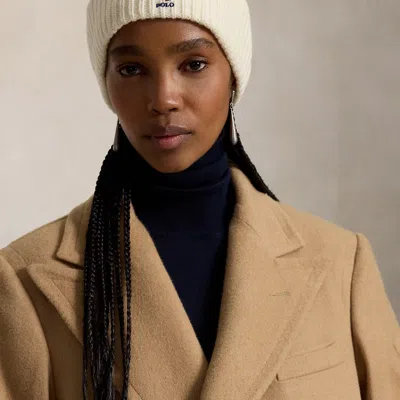 Polo Ralph Lauren Polo Bear Cable Wool-blend Beanie In Cream