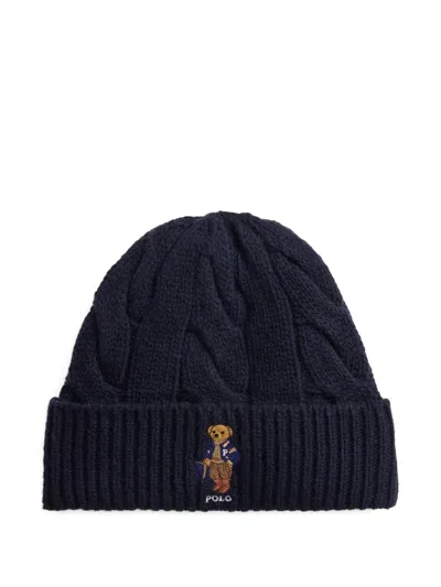 Polo Ralph Lauren Polo Bear Cable-knit Beanie Hat In Blue