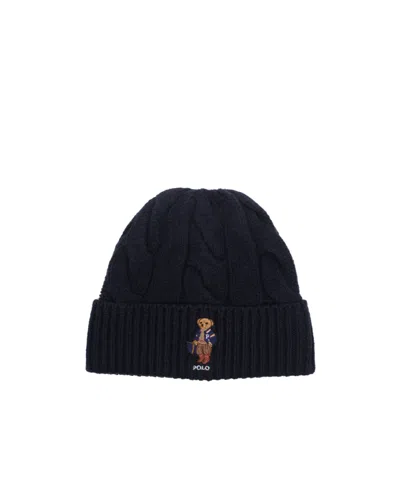 Polo Ralph Lauren Polo Bear Cable-knit Beanie Hat In Blue