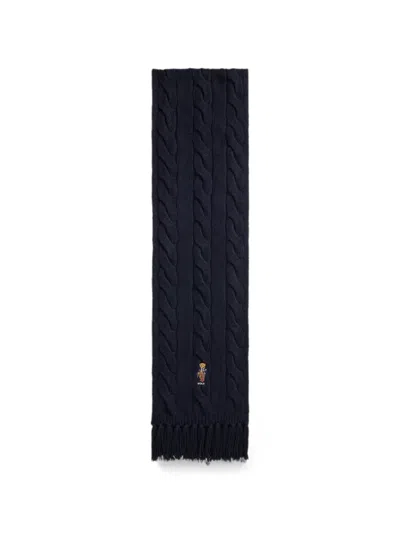 Polo Ralph Lauren Polo Bear Cable-knit Scarf In Blue