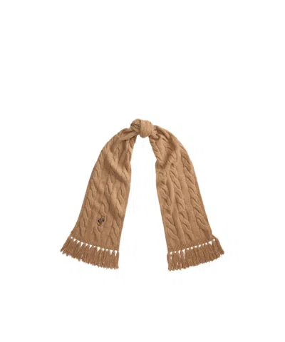 Polo Ralph Lauren Polo Bear Cable-knit Scarf In Brown
