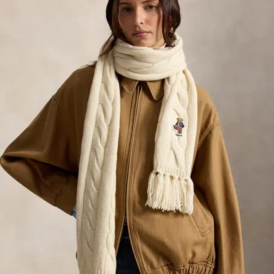 Polo Ralph Lauren Polo Bear Cable-knit Scarf In Cream