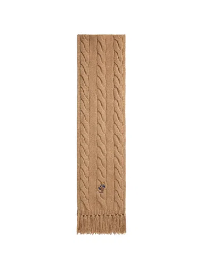 Polo Ralph Lauren Polo Bear Cable-knit Scarf In Brown