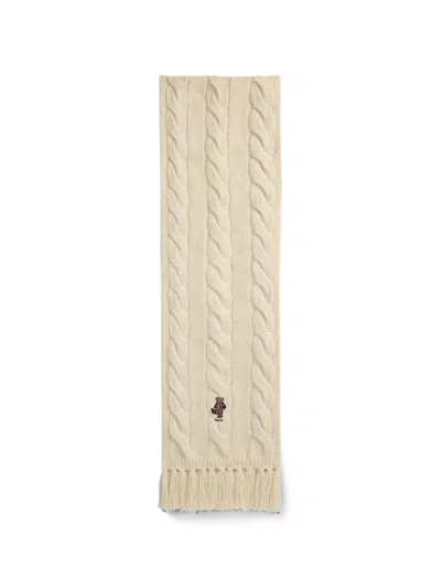 Polo Ralph Lauren Polo Bear Cable-knit Scarf In Neutral