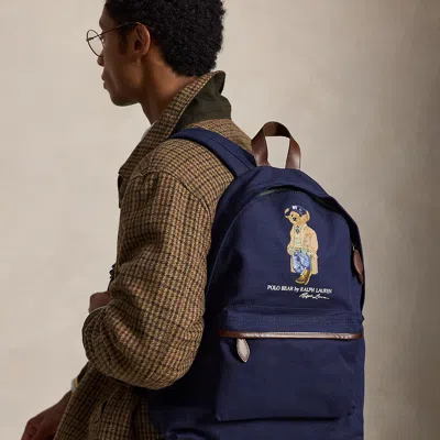 Polo Ralph Lauren Polo Bear Canvas Backpack In Newport Navy In Blue