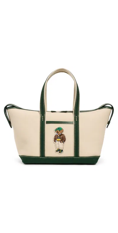 Polo Ralph Lauren Polo Bear Canvas Mini Shopper Tote Ecru/northwest Pine