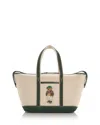Polo Ralph Lauren Polo Bear Canvas Mini Shopper Tote In Neutral