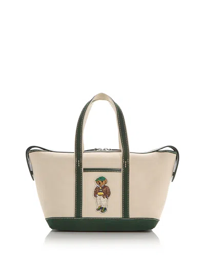 Polo Ralph Lauren Polo Bear Canvas Mini Shopper Tote In Neutral