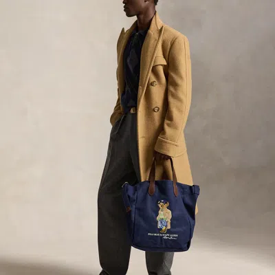 Polo Ralph Lauren Polo Bear Canvas Shopper Tote In Newport Navy