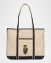 Polo Ralph Lauren Polo Bear Canvas Small Shopper Tote In Neutral
