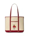 Polo Ralph Lauren Polo Bear Canvas Small Shopper Tote In Neutral