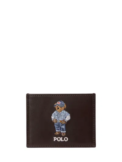 Polo Ralph Lauren Polo Bear Card Holder In Brown