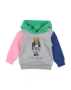 Polo Ralph Lauren Polo Bear Color-blocked Fleece Hoodie Toddler Boy Sweatshirt Grey Size 5 Cotton, P In Grey