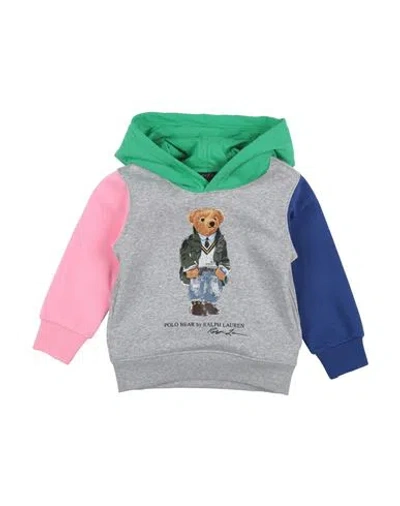 Polo Ralph Lauren Babies'  Polo Bear Color-blocked Fleece Hoodie Toddler Boy Sweatshirt Grey Size 5 Cotton, P