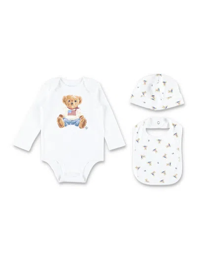 Polo Ralph Lauren Polo Bear Cotton 3-piece Baby Gift Set In White