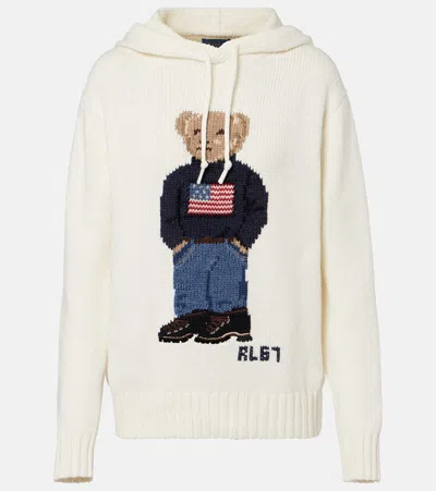 Polo Ralph Lauren Polo Bear Cotton And Linen Hoodie In Neutral