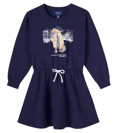 Polo Ralph Lauren Kids' Polo Bear Cotton-blend Dress In Blue