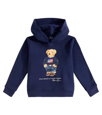 Polo Ralph Lauren Kids' Polo Bear Cotton-blend Hoodie In Blue