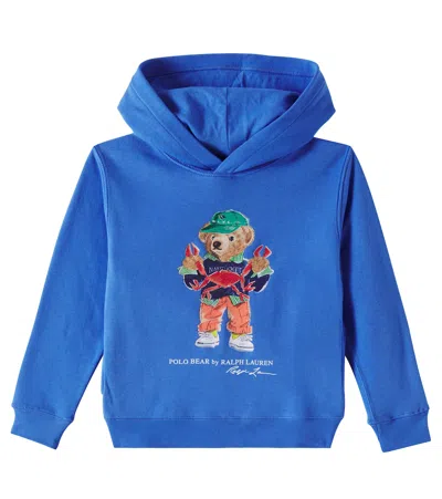 Polo Ralph Lauren Kids' Polo Bear Cotton-blend Jersey Hoodie In Blue