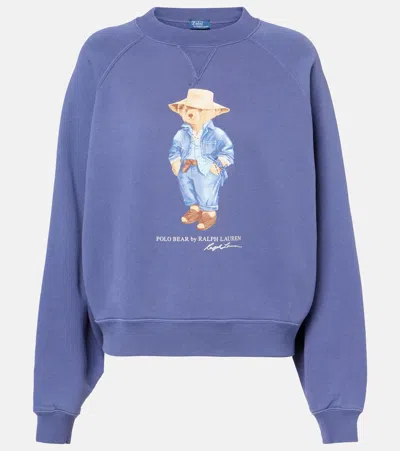 Polo Ralph Lauren Polo Bear Cotton-blend Jersey Sweatshirt In Dark Cobalt