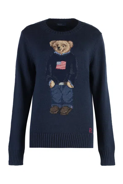 Polo Ralph Lauren Polo Bear Cotton Blend Pullover In Blue