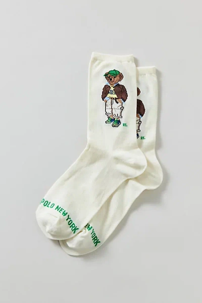 Polo Ralph Lauren Polo Bear Cotton-blend Sock In Ivory, Women's At Urban Outfitters In White