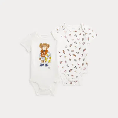 Polo Ralph Lauren Babies' Polo Bear Cotton Bodysuit 2-pack In Nantucket Boy Bear