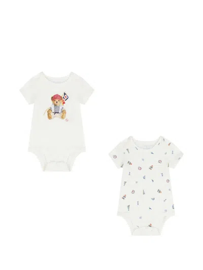 Polo Ralph Lauren Polo Bear Printed Babywear In Purple