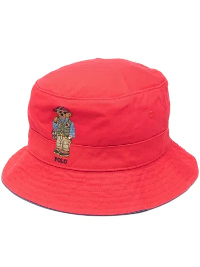 Polo Ralph Lauren Polo Bear Cotton Bucket Hat In Red Reef