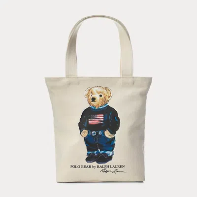 Polo Ralph Lauren Kids' Polo Bear Cotton Canvas Tote In Natural