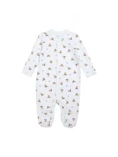 Polo Ralph Lauren Polo Bear Coverall, Cotton, Size 9m In White Multi