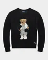 Polo Ralph Lauren Womens Polo Black Embroidered Boxing Bear Open Knit Jumper Xs
