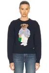 Polo Ralph Lauren Blue Cotton Polo Bear Sweater In Hunter Navy Multi