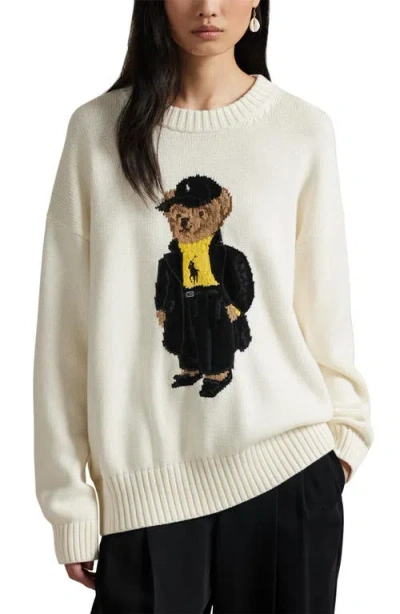 POLO RALPH LAUREN POLO RALPH LAUREN POLO BEAR COTTON CREWNECK SWEATER