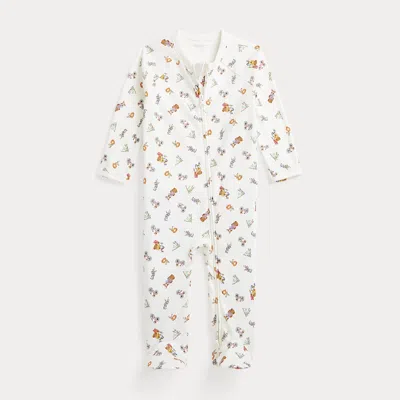 Polo Ralph Lauren Babies' Polo Bear Cotton Footed Coverall In Nantucket Girl Bear