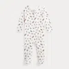 Polo Ralph Lauren Polo Bear Cotton Footed Coverall In White Multi
