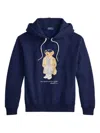 Polo Ralph Lauren Brushed Cotton Blend Sweatshirt With Iconic Polo Bear In Blue