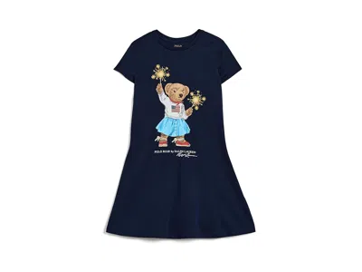 Polo Ralph Lauren Polo Bear Cotton Jersey Dress (big Kid) Girl's Dress Refined Navy: Xl (16 Big Kid) In Blue