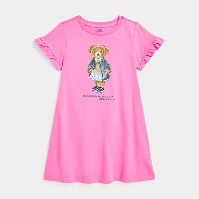Polo Ralph Lauren Kids' Polo Bear Cotton Jersey Dress In Laguna Pink