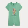 Polo Ralph Lauren Baby Cotton Jersey Bear Shortall In Haven Green