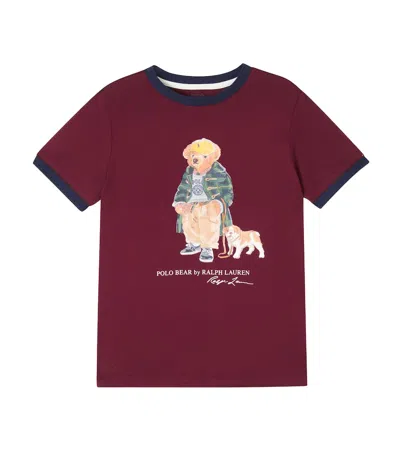 Polo Ralph Lauren Kids' Polo Bear Cotton Jersey T-shirt In Burgundy