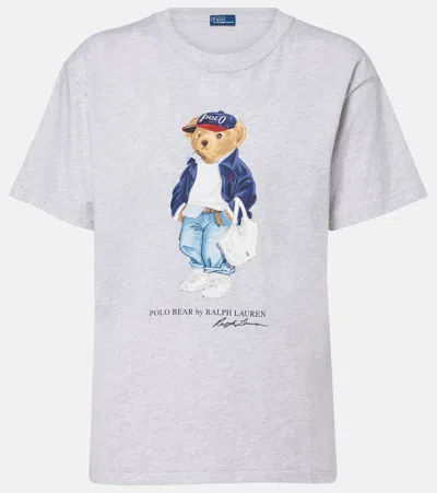 Polo Ralph Lauren Gey Cotton Jersey Polo Bear T-shirt In Gray