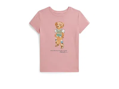 POLO RALPH LAUREN POLO BEAR COTTON JERSEY TEE (BIG KID) GIRL'S T SHIRT ADIRONDACK ROSE: LG (12-14 BIG KID)