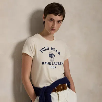 Polo Ralph Lauren Polo Bear Cotton Jersey Tee In Deckwash White